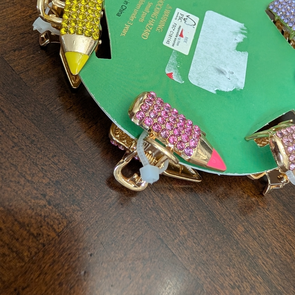 NWT Piper K Blingy Rhinestone 6 Crayon Hair Claw Clips - Picture 6 of 6